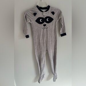 Carters Kids Gray Raccoon Face One Piece Footed Pajamas Size 5T